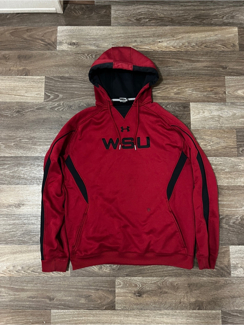Under Armour Red & Black WSU Hooded Performance Pullover